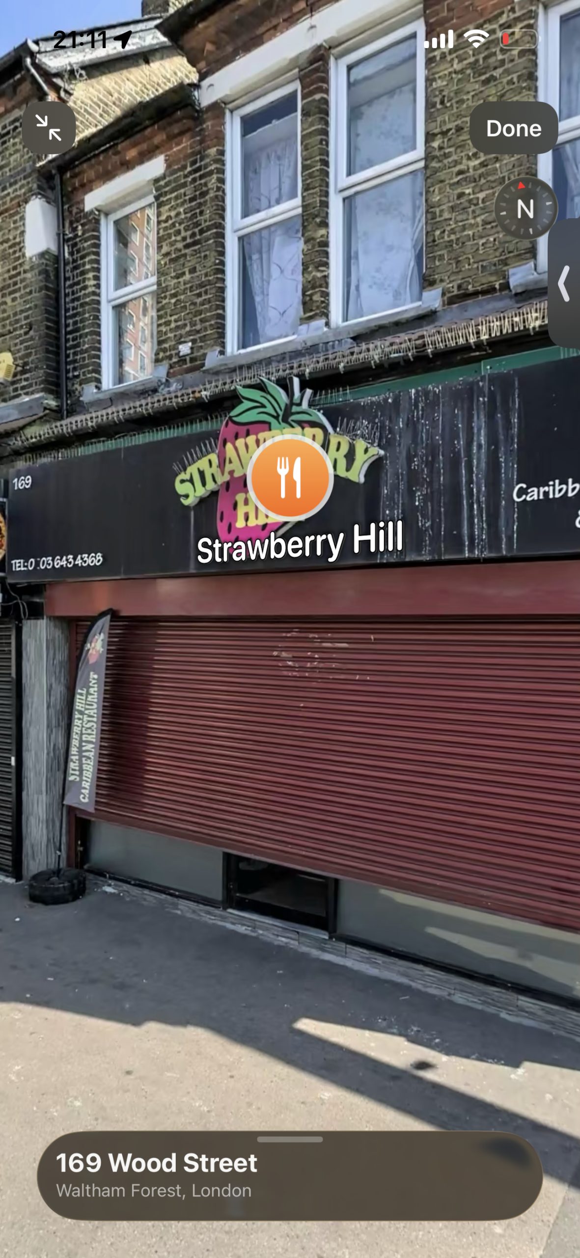 Front entrance of Strawberry Hill Caribbean restaurant